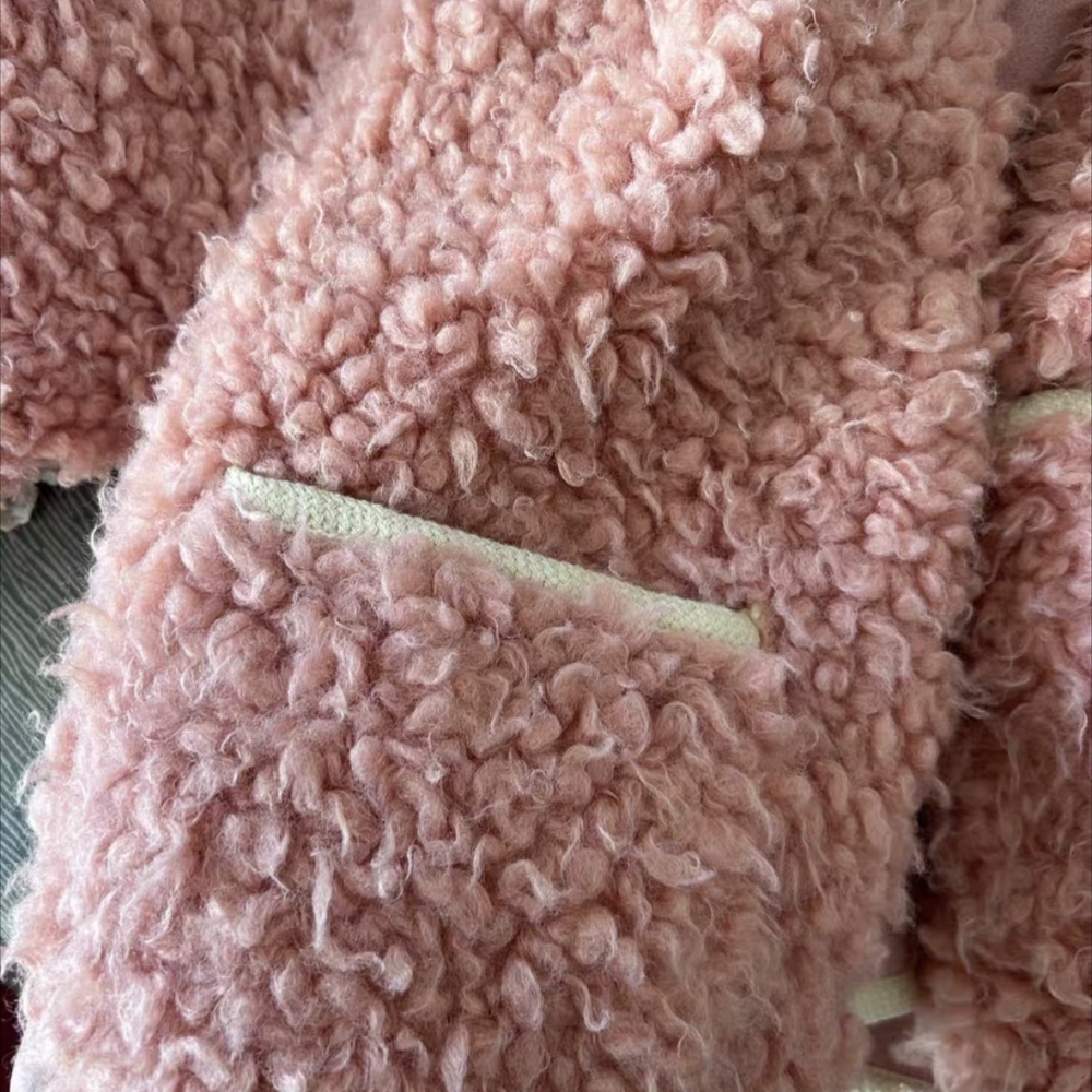 Pink Sherpa Button-Front Jacket - Picture 2 of 6